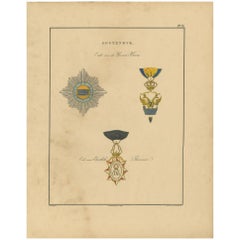 Impresión antigua de varias Medallas de Austria "II" por G.L. de Rochemont, 1843