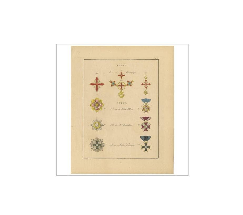 Antique Print of various Medals of Parma & Poland by G.L. de Rochemont, 1843