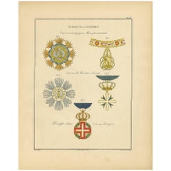 Antique Print of various Medals of Sardinia & Savoy by G.L. de Rochemont, 1843