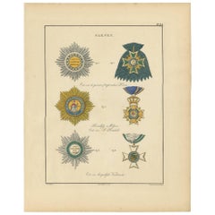 Impression ancienne de diverses médailles de Saxe par G.L. de Rochemont, 1843