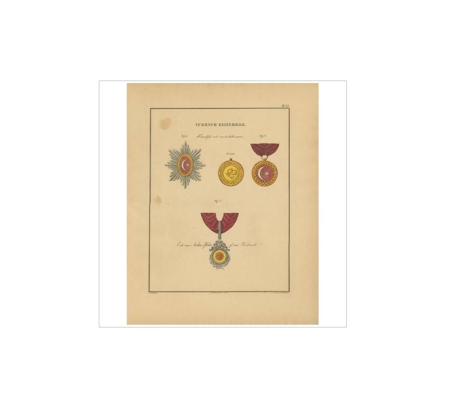 Antique Print of Various Medals of the Turkish Empire, 1843 In Good Condition For Sale In Langweer, NL
