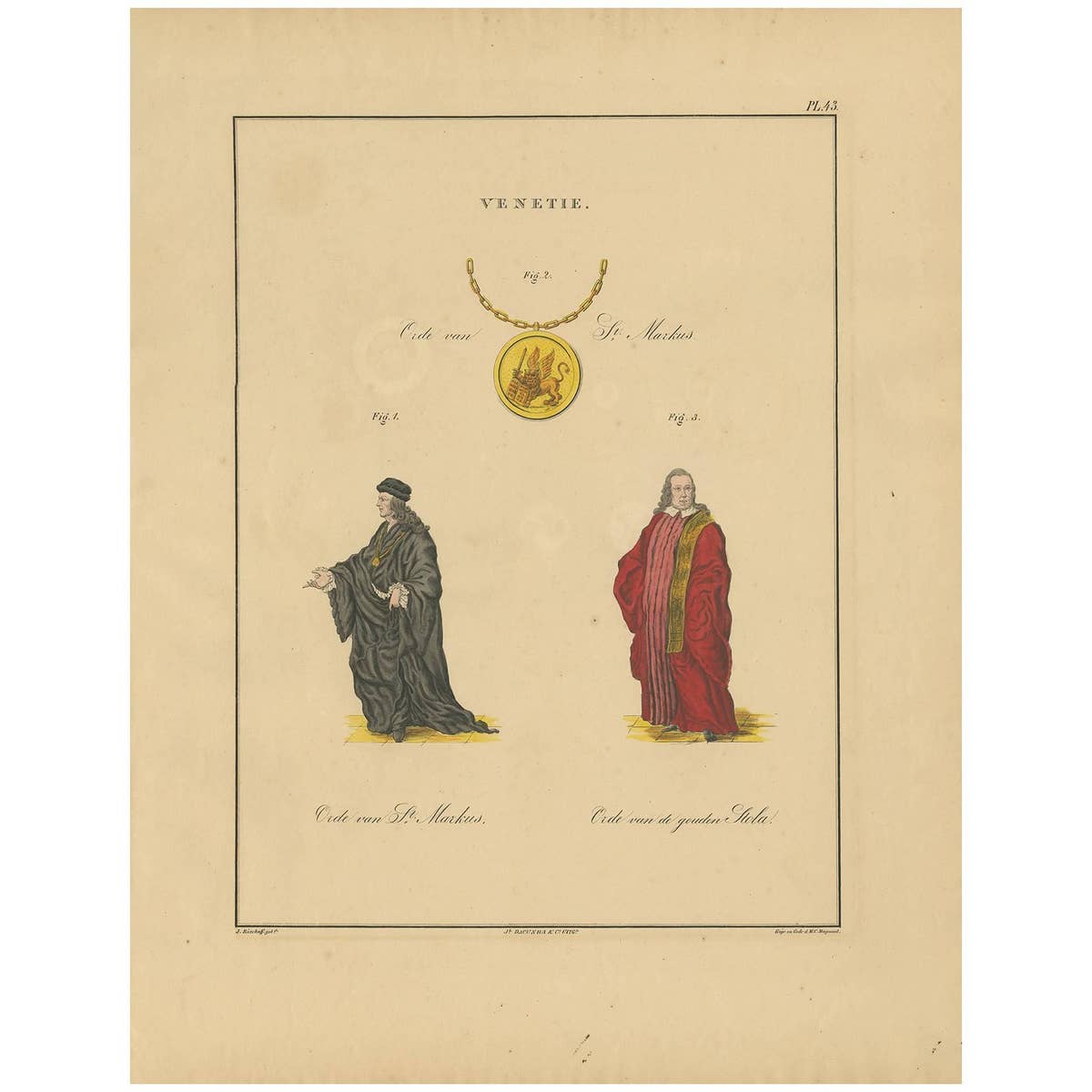 Antique Print of Various Medals of Venice by G.L. de Rochemont, 1843