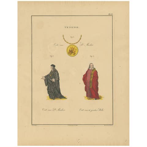 Antique Print of Various Medals of Venice by G.L. de Rochemont, 1843