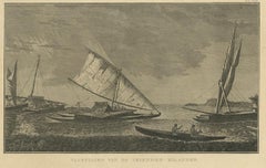 Antique Print of Various Vessels of the Friendly Islands by Cook, 1803