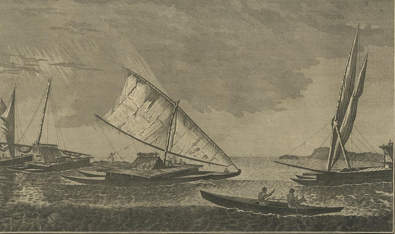 Néerlandais Impression ancienne de différents récipients des îles amicales par Cook, 1803 en vente