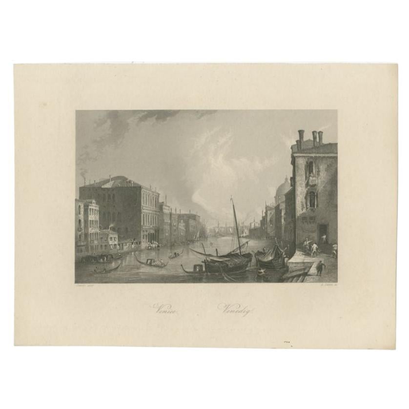 Antique Print of Venice in Italy, circa 1850 For Sale