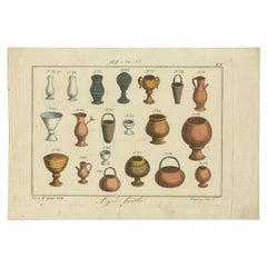 Antique Print of Vessels and Potteryl, 1810