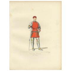 Antiker Druck von Vettor Pisani, venezianischer Admiral des 14. Jahrhunderts, von Bonnard, 1860