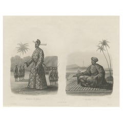 Antique Print of Vietnamese Men, c.1830