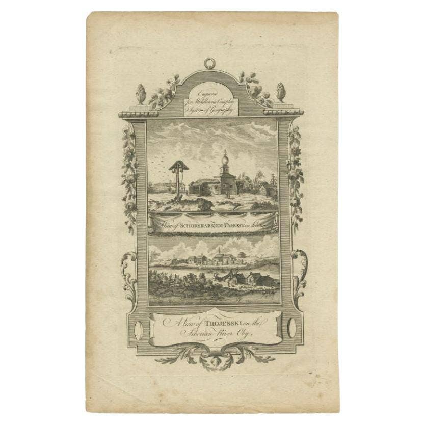 Antique Print of Villages near the Ob River, Western Siberia, Russia, c.1778