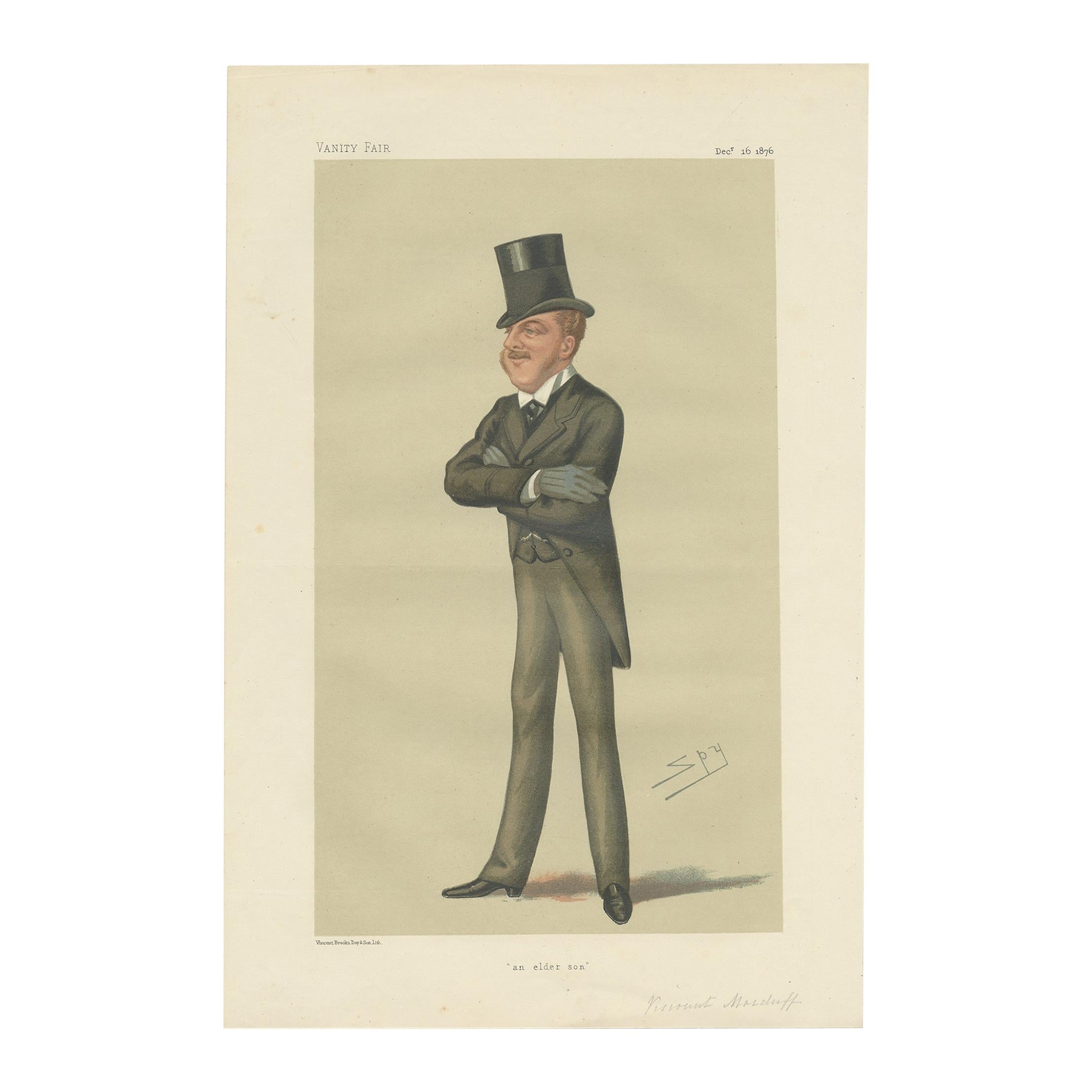 Antique Print of Viscount Macduff Published in the Vanity Fair, 1876
