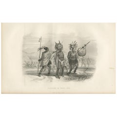 Antique Print of Warriors of Nuka Hiva by D'Urville (1853)