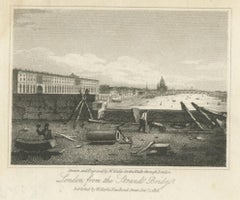 Antique Print of Waterloo Bridge by Clarke '1816'