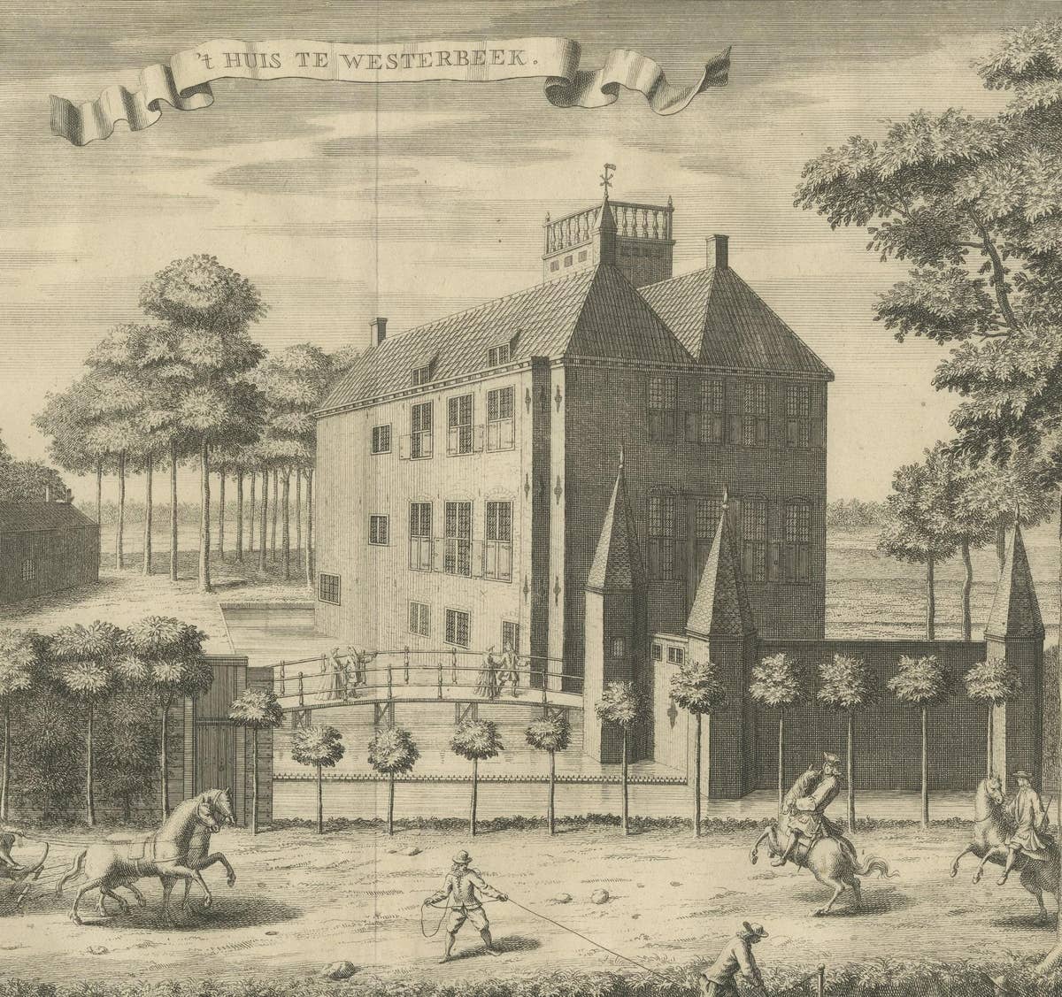 Antique Print of Westerbeek Castle, The Hague in The Netherlands