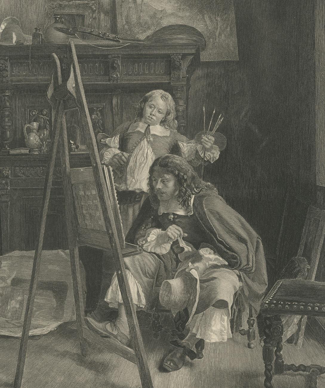 Antique Print of Willem and Adriaen van de Velde by Virtue '1893' In Good Condition In Langweer, NL