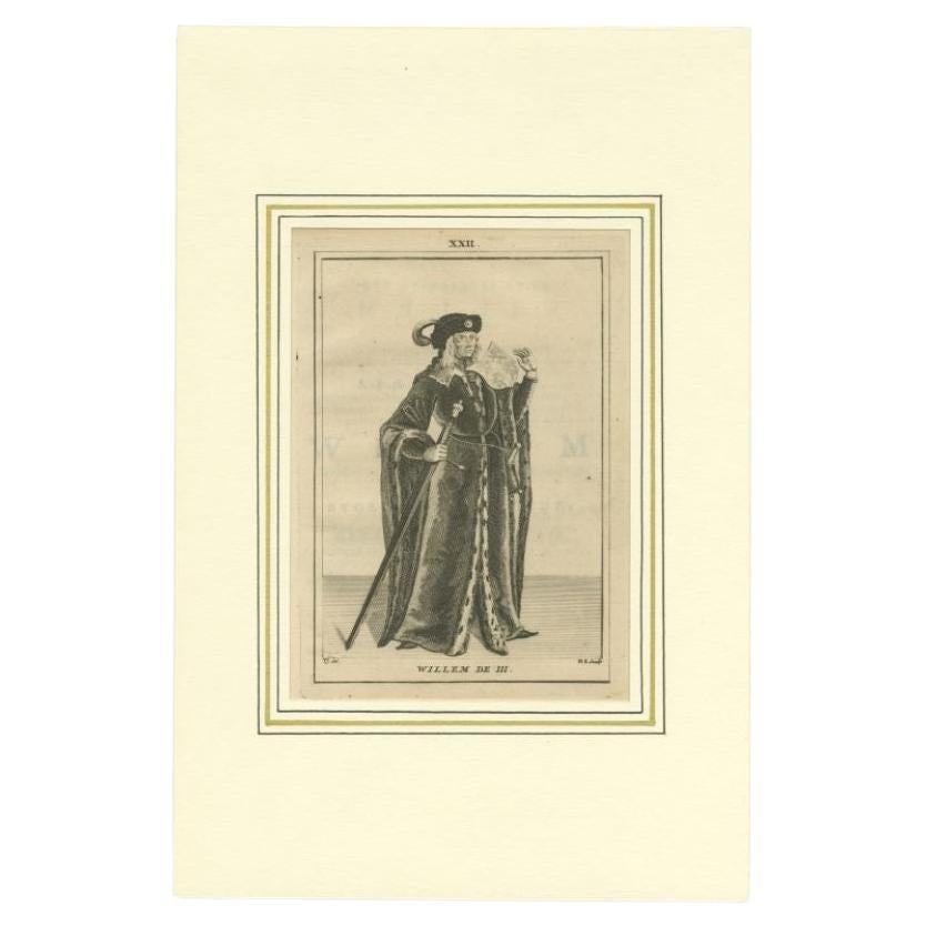 Antique Print of Willem III, Prince of Orange, 1745 For Sale