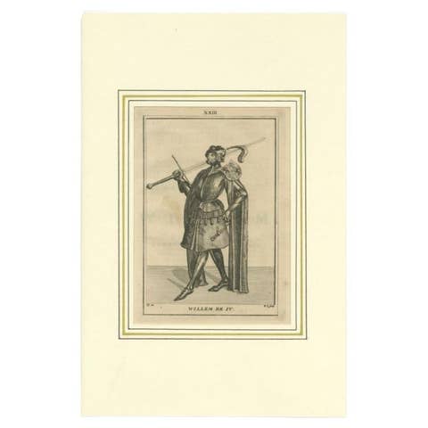 Antique Print of Willem IV, , 1745
