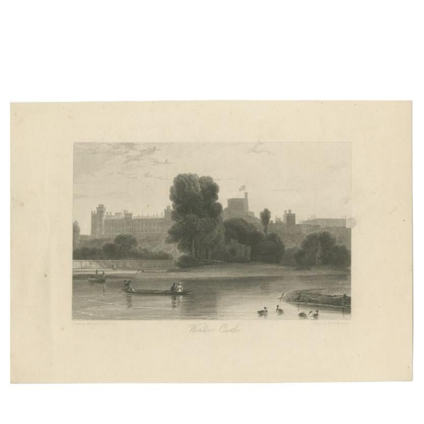 Antique Print of Windsor Castle in England, circa 1850 For Sale