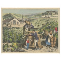 Impression ancienne de la récolte de vins, vers 1865