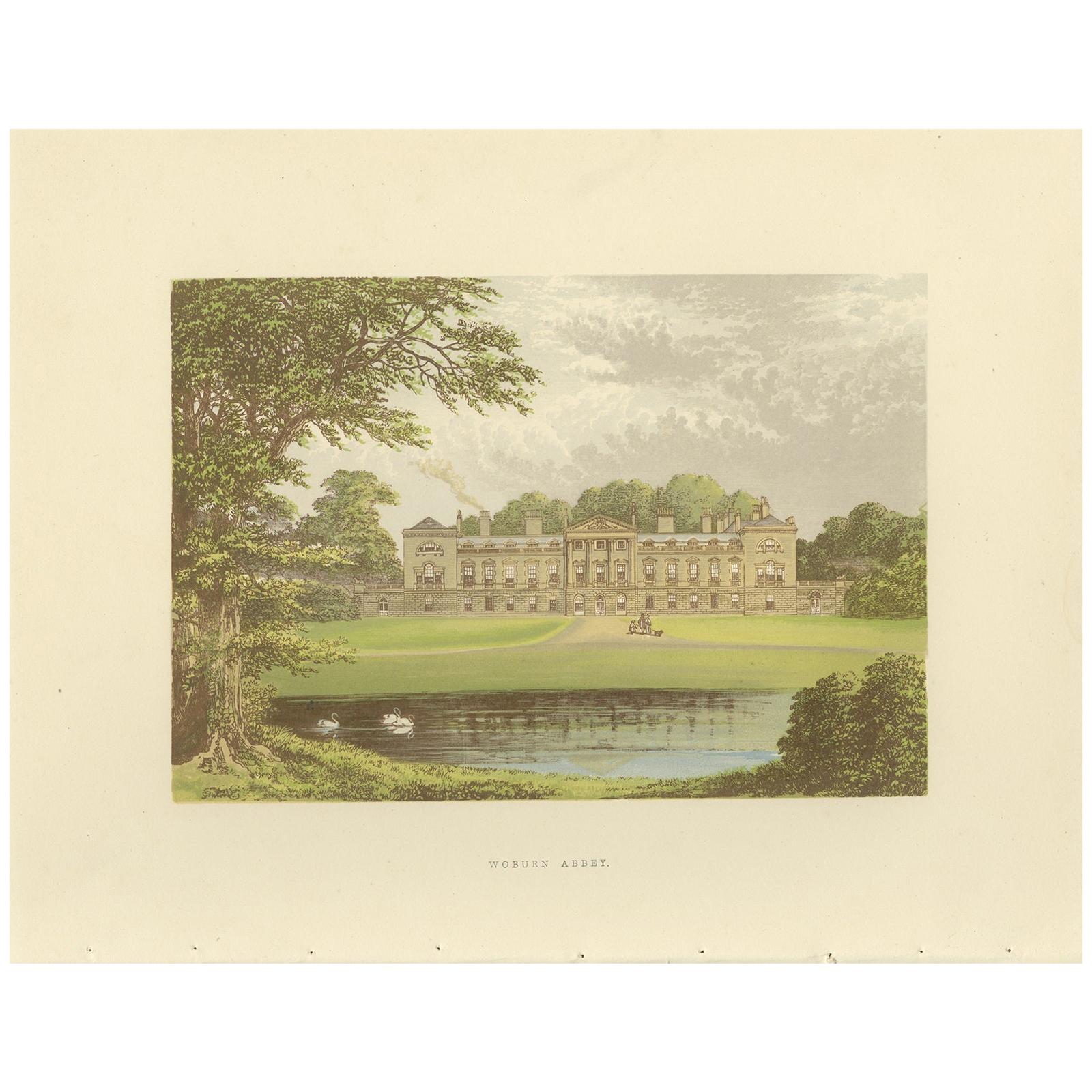 Impression ancienne de l'abbaye de Woburn par Morris, datant d'environ 1880