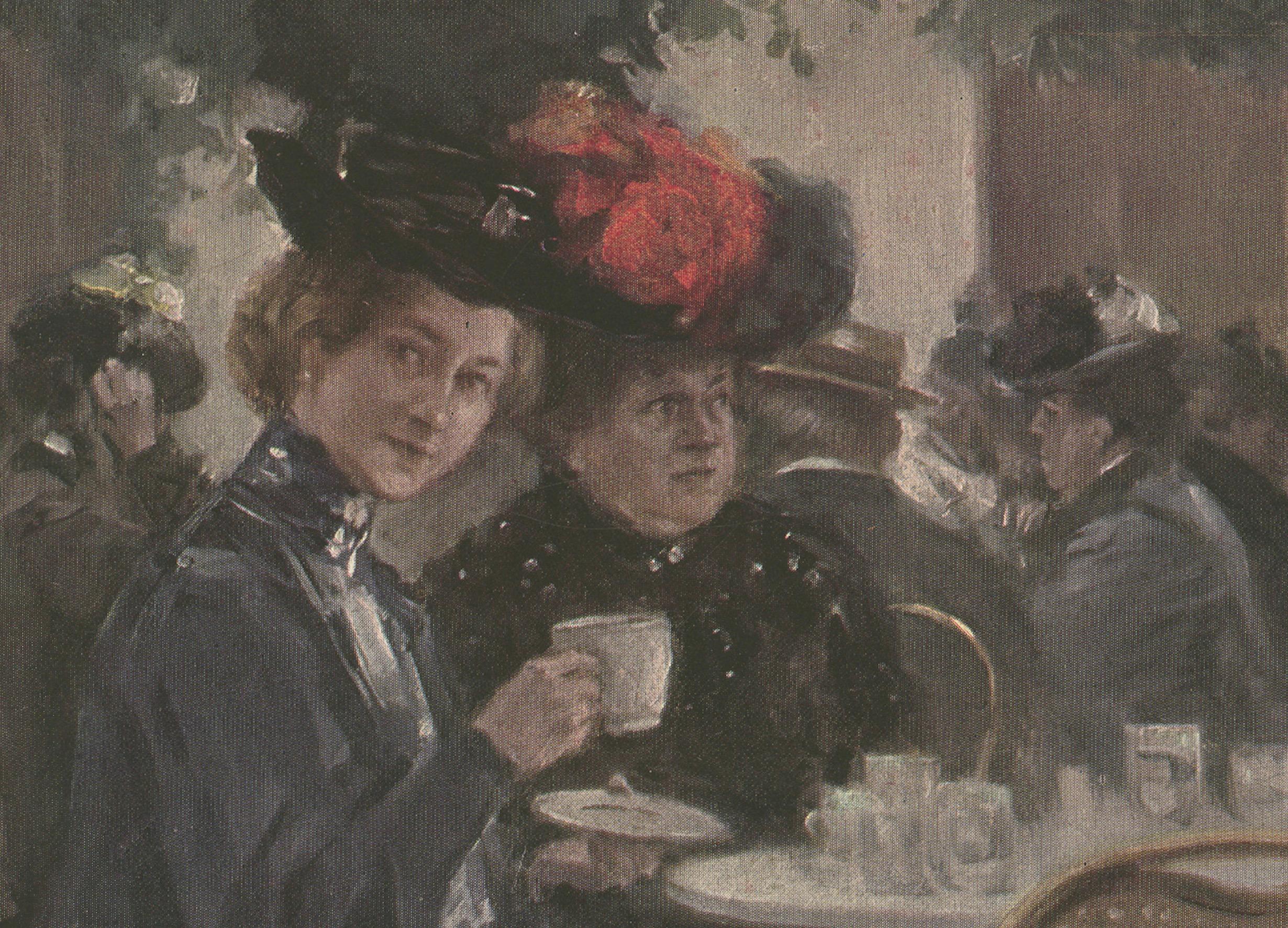 Antique Print of Women drinking Coffee For Sale 4
