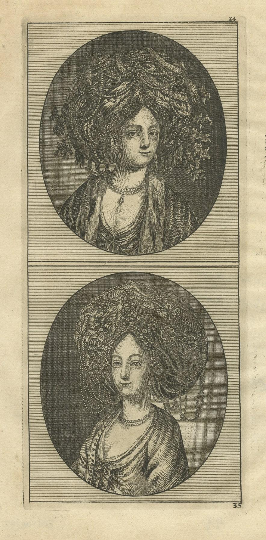 Paper Antique Print of Women from Constantinople 'Istanbul', Turkey, 1698