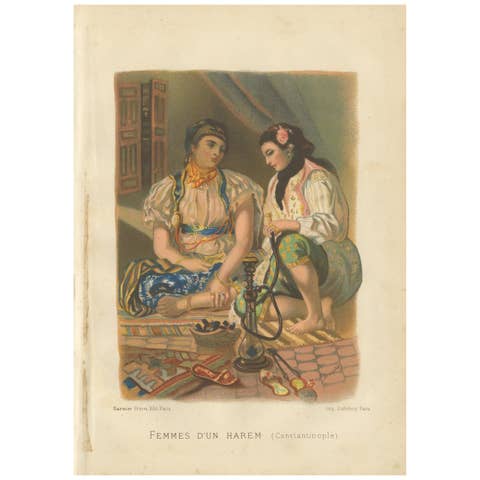 Antique Print of Women of a Harem in Constantinable by Grégoire, 1883