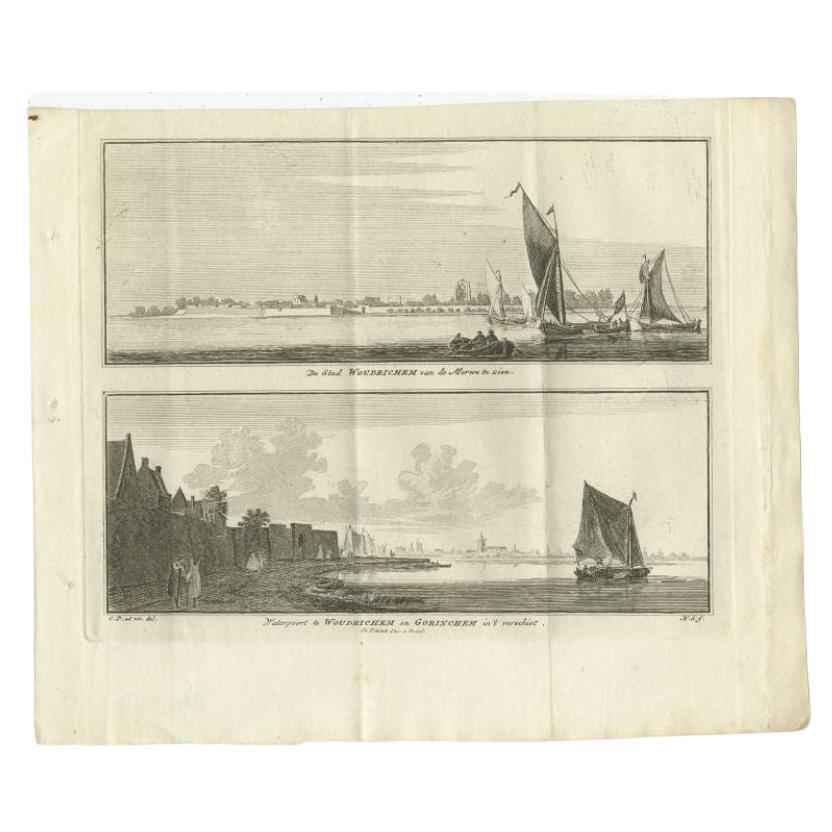Antique Print of Woudrichem, a Fortified Town on the Merwede in Brabant, Holland