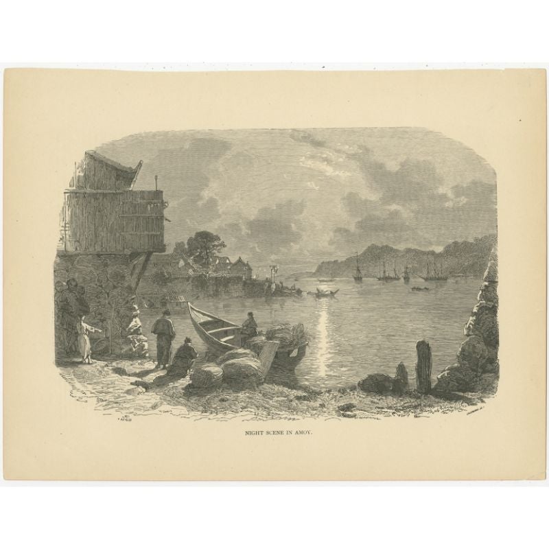 Antique Print of Xiamen, China, circa 1870