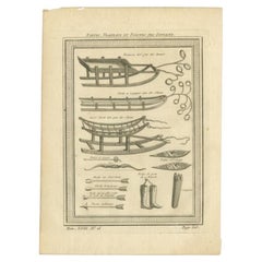 Used Print of Yukaghir Utensils from Siberia, Russia, 1768
