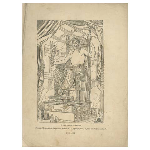 Antique Print of Zeus at Olympia by Knight, 1835