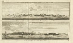 Impression ancienne de Zihuatanejo et du port d'Acapulco par Anson '1749'