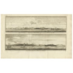 Grabado Antiguo de Zihuatanejo y el Puerto de Acapulco por Anson '1749'