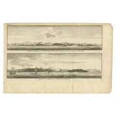 Antique Print of Zihuatanejo and the harbour of Acapulco in South America, 1749