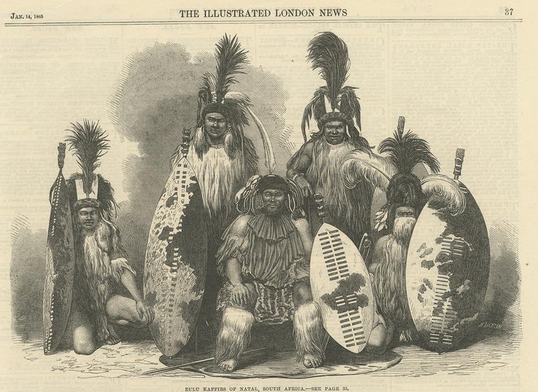 Antique Print of Zulu People, 1865 at 1stDibs