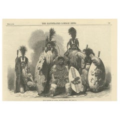 Antique Print of Zulu People, 1865