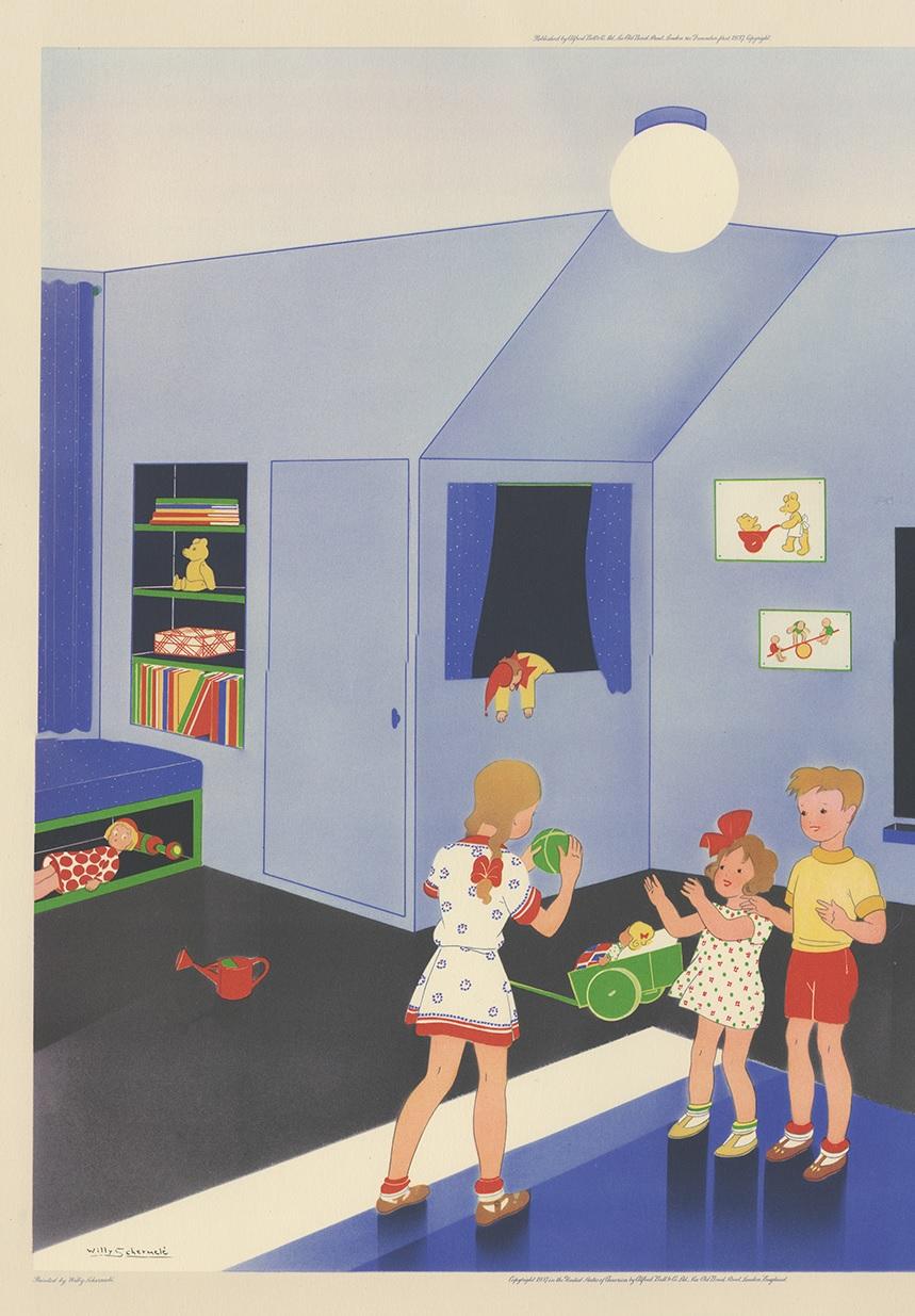 Anglais Impression ancienne Playtime de W. Schermelé, 1937 en vente
