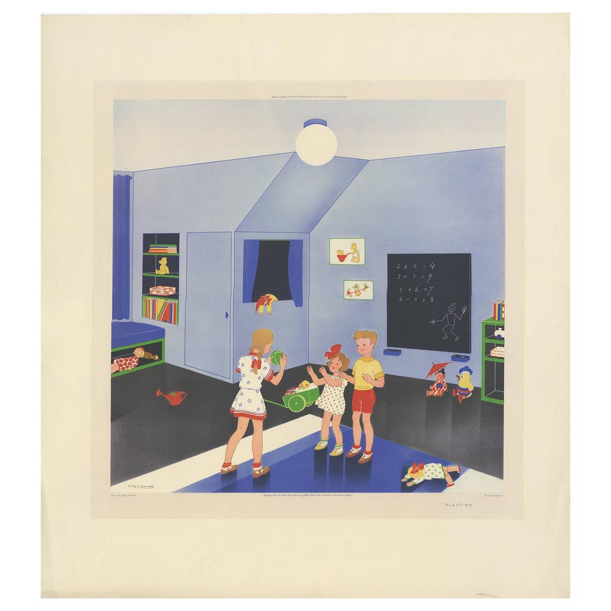 Antique Print 'Playtime' by W. Schermelé, '1937'