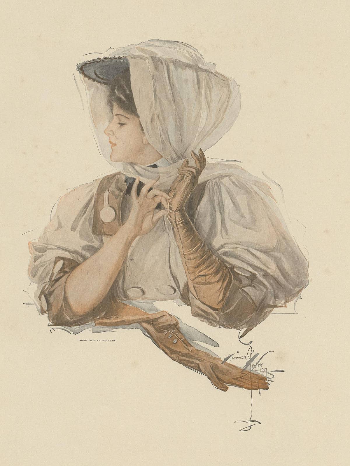 Antique Print 'Ready for a Spin' Made after H. Fisher, 1908