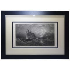 Antique Print, "Ship in the Storm"