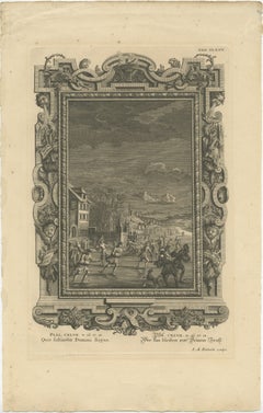 Antique Print Showing an Ice Skating Scene to Illustrate Psalm 147, in Year 1731