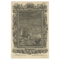 Antique Print Showing an Ice Skating Scene to Illustrate Psalm 147, in Year 1731