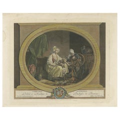 Antique Print Showing the Punishment of a Child Made After Aubry, circa 1790