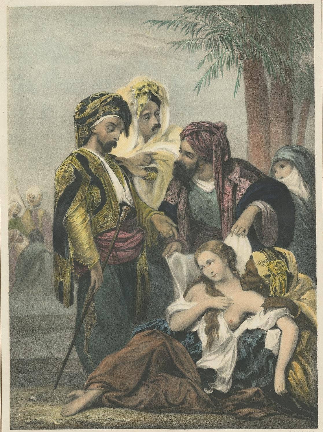 Antique Print Slave Market by Hartwich, circa 1850