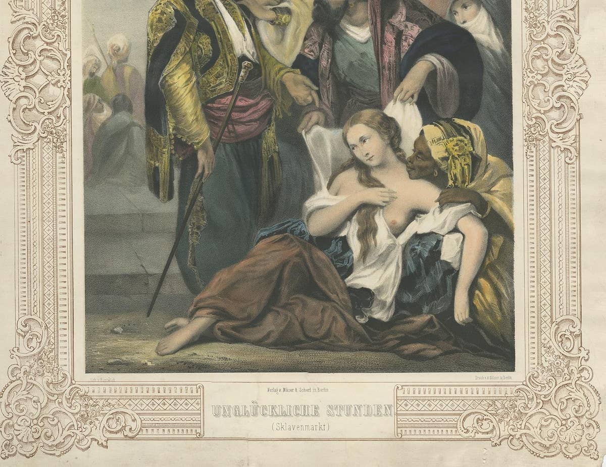Antique Print Slave Market by Hartwich, circa 1850