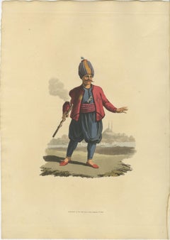 Antique Print Soldier of Turkish Artillery, The Military Costume of Turkey, 1818