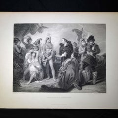 Antique Print, "Spaniards & Peruvians"