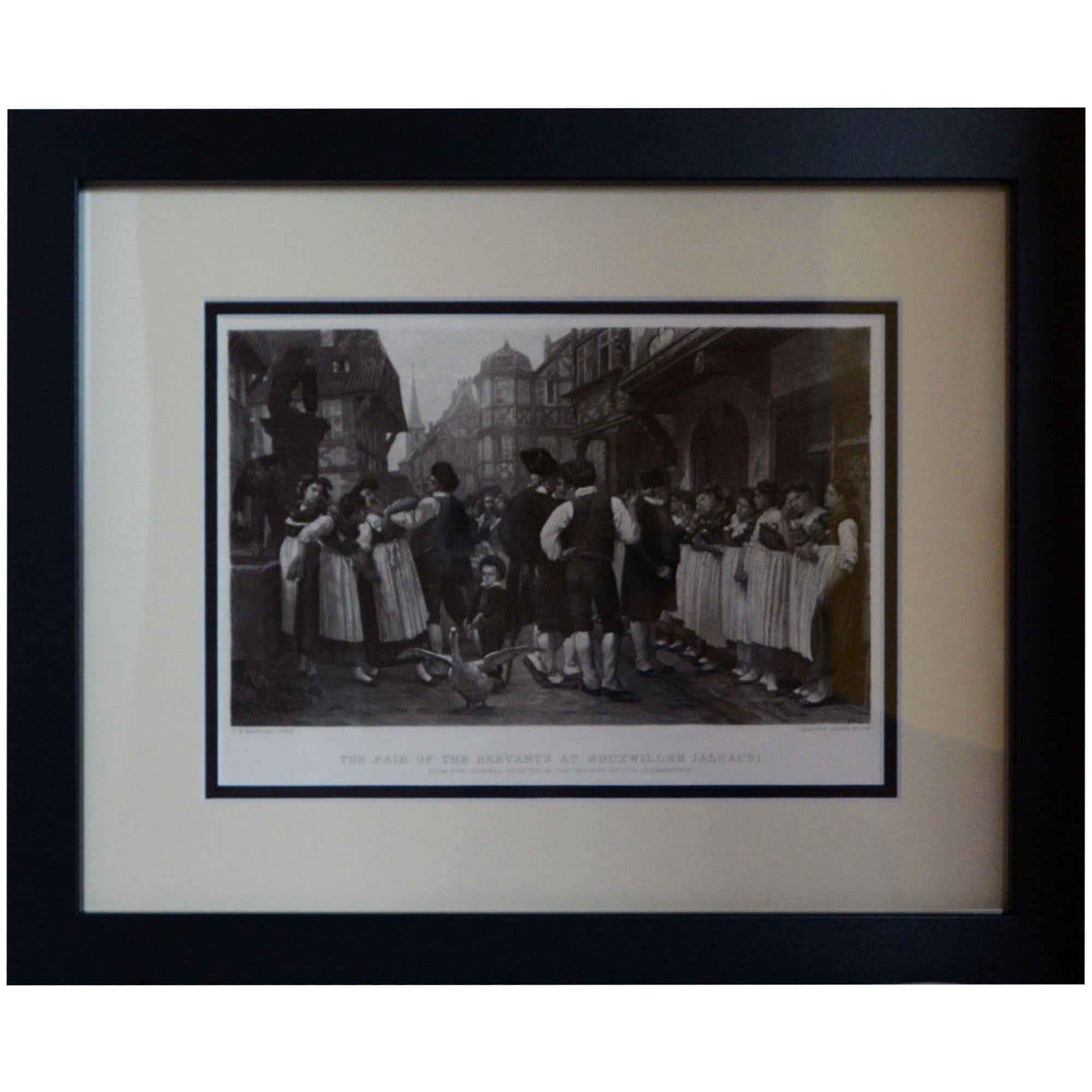 Antique Print, "The Fair of the Servants at Bouxwiller" For Sale