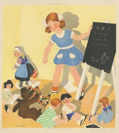 Impression ancienne « The first Lesson » de W. Schermelé en 1937