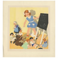 Impression ancienne « The first Lesson » de W. Schermelé en 1937